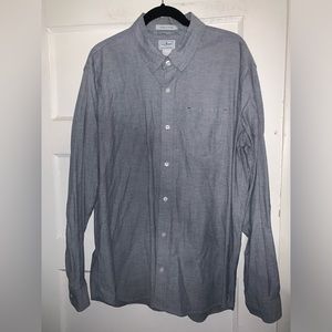 L.L.Bean gray slightly fitted casual button up one‎ pocket shirt size XL